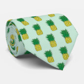 Cute Exotic Pineapple Pattern Yellow Green Design Stropdas (Opgerold)