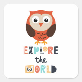 Cute Expling Owl Vierkante Sticker