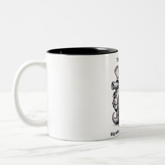 Cute Explorer Frog Mug Tiny Creature Big Adventure Tweekleurige Koffiemok (Links)