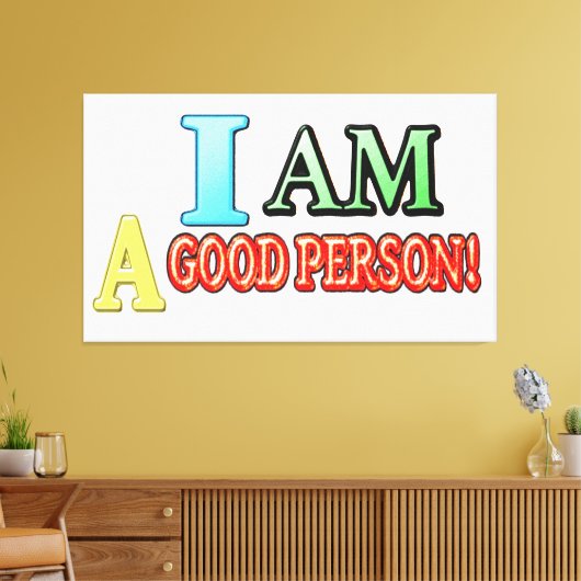 Cute Expression Design "GOOD PERSON" KOOPT NU Canvas Afdruk (Insitu (Woonkamer))