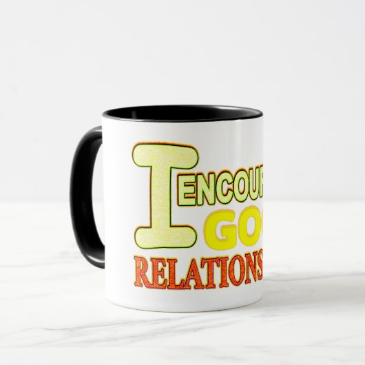Cute Expression Design GOOD RELATIES. Bestel nu Mok (Voorkant links)