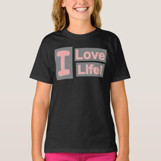 Cute Expression Design "Love Life". Bestel nu T-shirt (Voorkant)