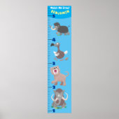 Cute extinct animals cartoon growth chart poster (Voorkant)