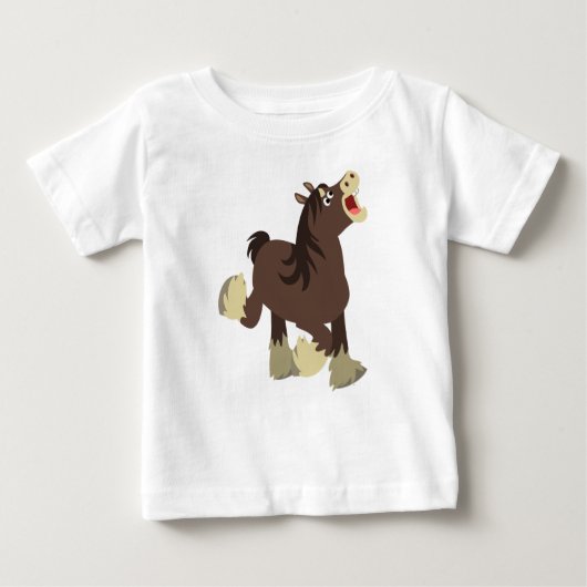 Cute Exuberant Cartoon Shire Horse Baby T-Shirt (Voorkant)