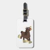 Cute Exuberant Cartoon Shire Horse Bagagelabel (Voorkant verticaal)