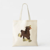 Cute Exuberant Cartoon Shire Horse Canvas tas (Achterkant)