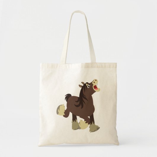 Cute Exuberant Cartoon Shire Horse Canvas tas (Voorkant)