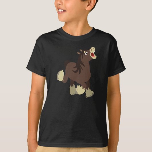 Cute Exuberant Cartoon Shire Horse Kinder T-Shirt (Voorkant)