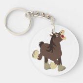 Cute Exuberant Cartoon Shire Horse Sleutelhanger (Voorkant)