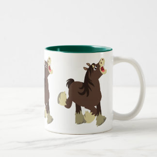 Cute Exuberant Shire Horse Tweekleurige Koffiemok