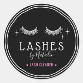 Cute Eyelash Drawing Logo Lash Cleaner Black Ronde Sticker (Voorkant)