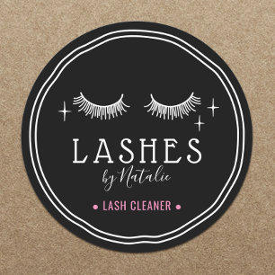 Cute Eyelash Drawing Logo Lash Cleaner Black Ronde Sticker