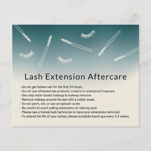 Cute Eyelash Extensions Blauwgroen Ombre Aftercare Flyer (Voorkant)