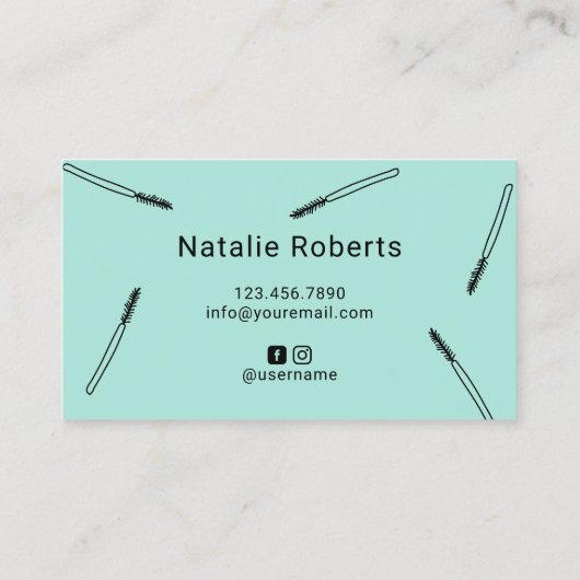 Cute Eyelash Extensions Lash Makeup Artist Mint Visitekaartje (Achterkant)