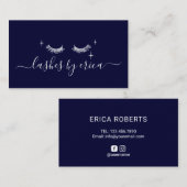 Cute Eyelash Extensions Lashes Makeup Artist Navy Visitekaartje (Voorkant / Achterkant)