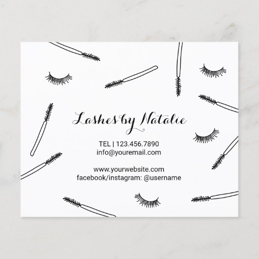 Cute Eyelash Extensions Makeup Artist Aftercare Flyer (Achterkant)