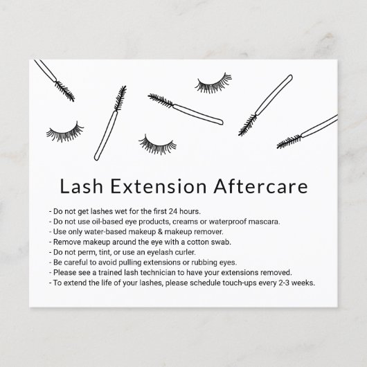 Cute Eyelash Extensions Makeup Artist Aftercare Flyer (Voorkant)