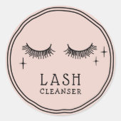 Cute Eyelash Girly Blush Pink Salon Lash Cleanser Ronde Sticker (Voorkant)