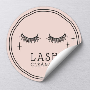 Cute Eyelash Girly Blush Pink Salon Lash Cleanser Ronde Sticker