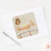 Cute Eyes Owl Waterverf Deer Barn Wood Vierkante Sticker (Envelop)