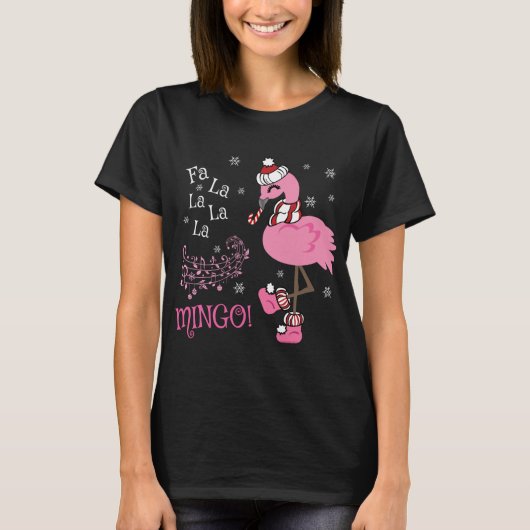 Cute Fa La La La MINGO Candy Cane met kerstmis T-shirt (Voorkant)