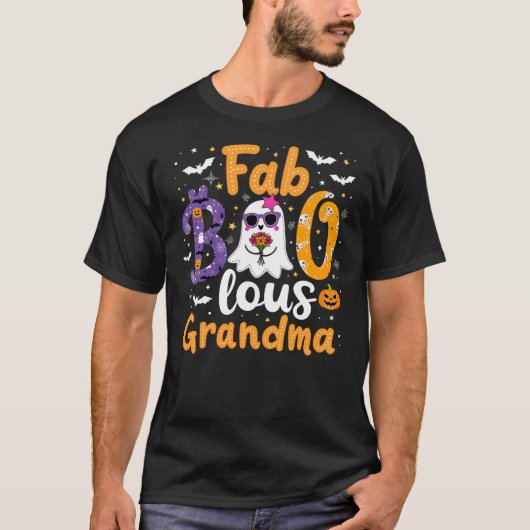 Cute Faboolous Grandma Ghost Bat Funny Halloween C T-shirt (Voorkant)