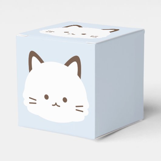 Cute face kat met pastelblauwe achtergrond bedankdoosjes (Voorkant Zijde)