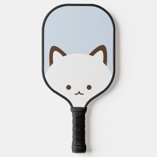 Cute face kat met pastelblauwe achtergrond pickleball paddle (Voorkant)