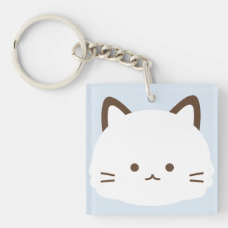 Cute face kat met pastelblauwe achtergrond sleutelhanger