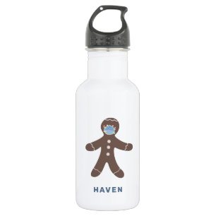 Cute Face Mask Gingerbrood Man Kinder Gepersonalis Waterfles