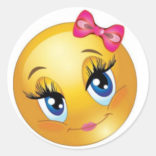 Cute Face met Bow Ronde Sticker
