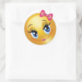 Cute Face met Bow Ronde Sticker (Tas)