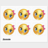 Cute Face met Bow Vierkante Sticker (Vel)