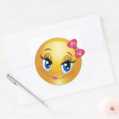 Cute Face met Bow Vierkante Sticker (Envelop)