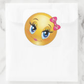 Cute Face met Bow Vierkante Sticker (Tas)