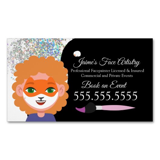 Cute Face Painting Facepainter Clown Magnetisch Visitekaartje (Voorkant)