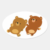 Cute Facetious Cartoon Beren Oval Sticker (Voorkant)