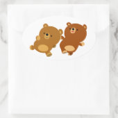 Cute Facetious Cartoon Beren Oval Sticker (Tas)