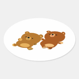 Cute Facetious Cartoon Beren Oval Sticker