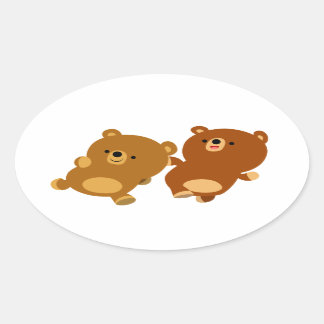 Cute Facetious Cartoon Beren Oval Sticker