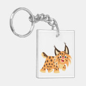 Cute Facetious Cartoon Bobcat AcrylSleutelhanger Sleutelhanger (Voorkant Links)