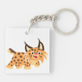 Cute Facetious Cartoon Bobcat AcrylSleutelhanger Sleutelhanger (Achterkant)