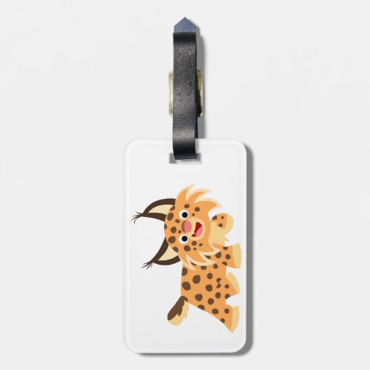 Cute Facetious Cartoon Bobcat Bagagelabel (Achterkant verticaal)