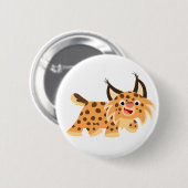 Cute Facetious Cartoon Bobcat Button Badge (Voorkant /achterkant)