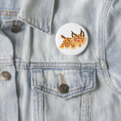 Cute Facetious Cartoon Bobcat Button Badge (In situ)