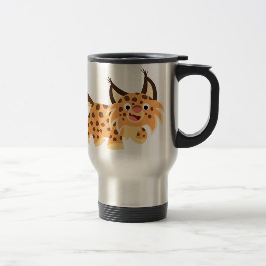 Cute Facetious Cartoon Bobcat Commuter Mok (Rechts)