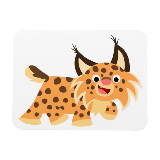 Cute Facetious Cartoon Bobcat Flexible Magnet Magneet (Horizontaal)