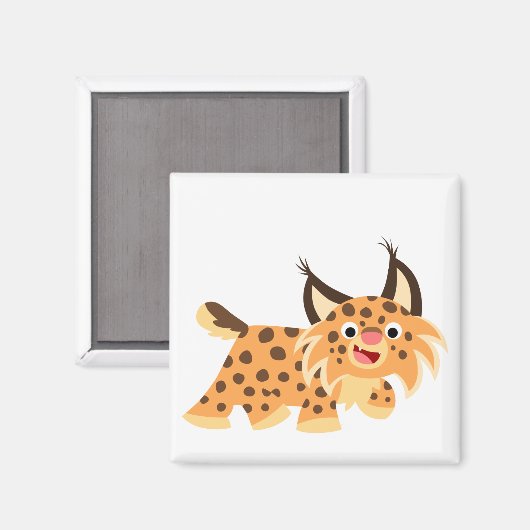 Cute Facetious Cartoon Bobcat Magnet (Voorkant / Achterkant)