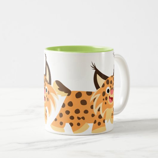 Cute Facetious Cartoon Bobcat Mok (Voorkant rechts)