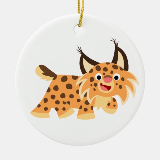 Cute Facetious Cartoon Bobcat Ornament (Voorkant)